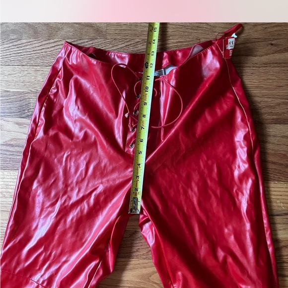 Newport News Red Lace-Up Faux Leather Pants NWT - Picture 6 of 8